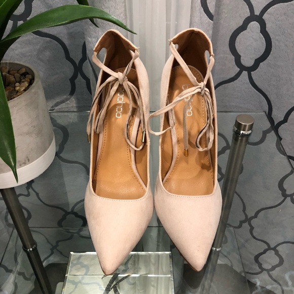 Nude Suede Heels - Picture 3 of 3